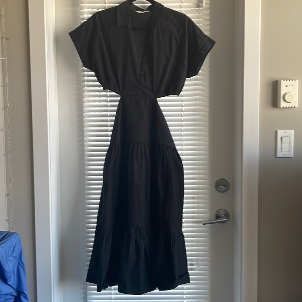 TIERED MIDI DRESS WITH CUTOUTS, 100% cotton, size medium